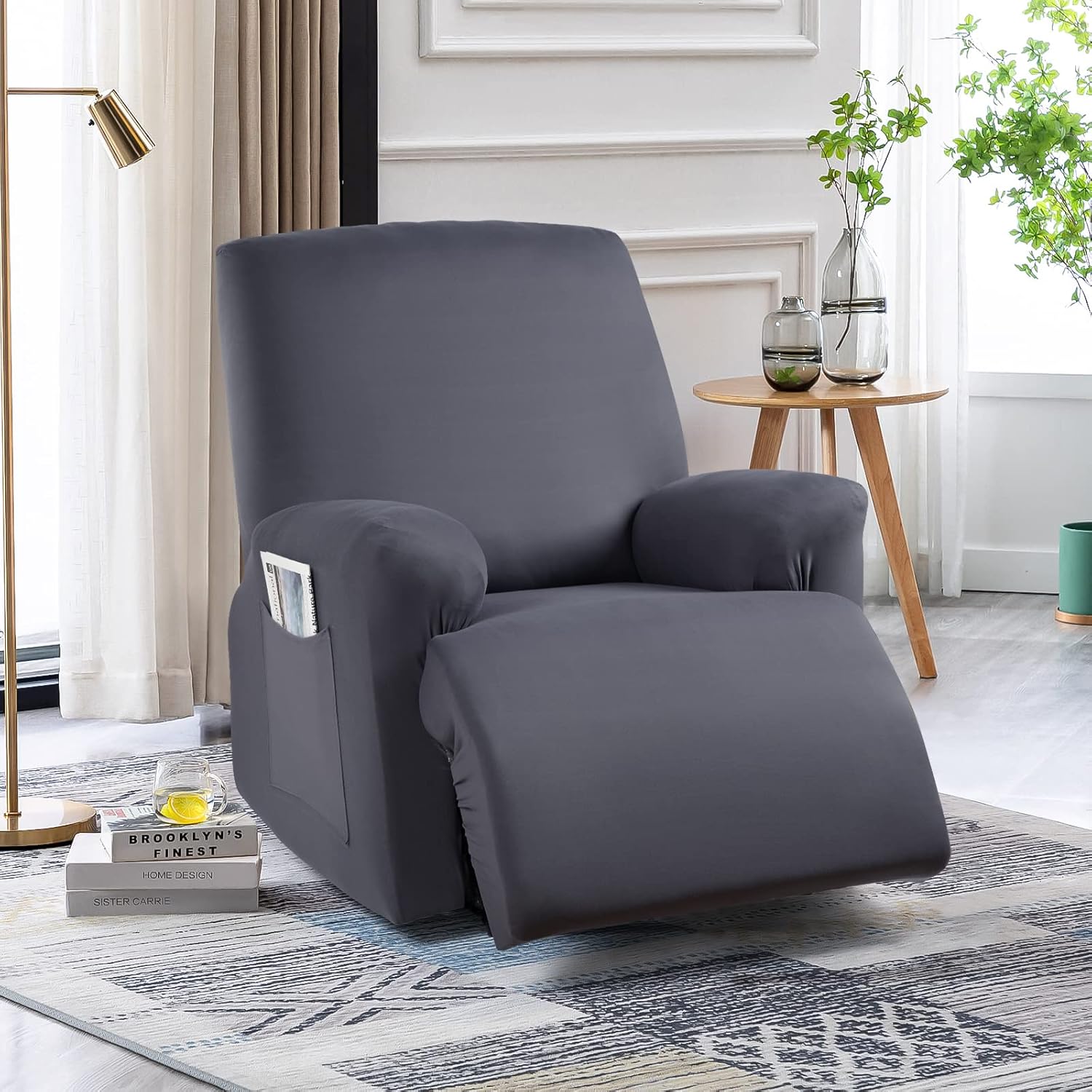 TAOCOCO Recliner Chair Covers Stretch Polyester Fabric 3-Piece for Large Recliners, Soft, Breathable and Skin-Friendly Furniture Protector, Washable (Tobacco   ? Recliner Chair Cover)